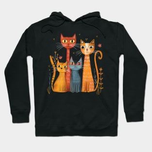 Funny cats in a naive art style. Hoodie